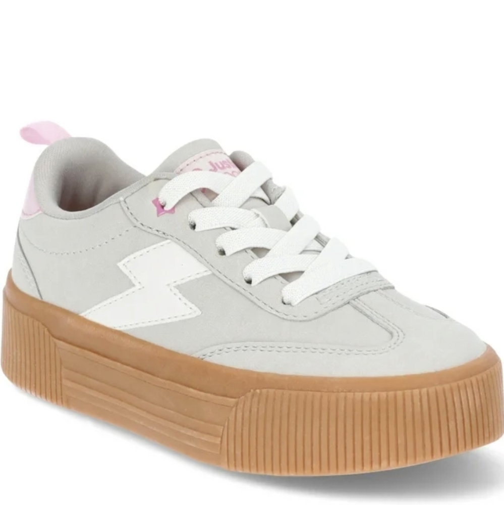 Justice Gray and Pink Platform Sneakers with Gum Sole
